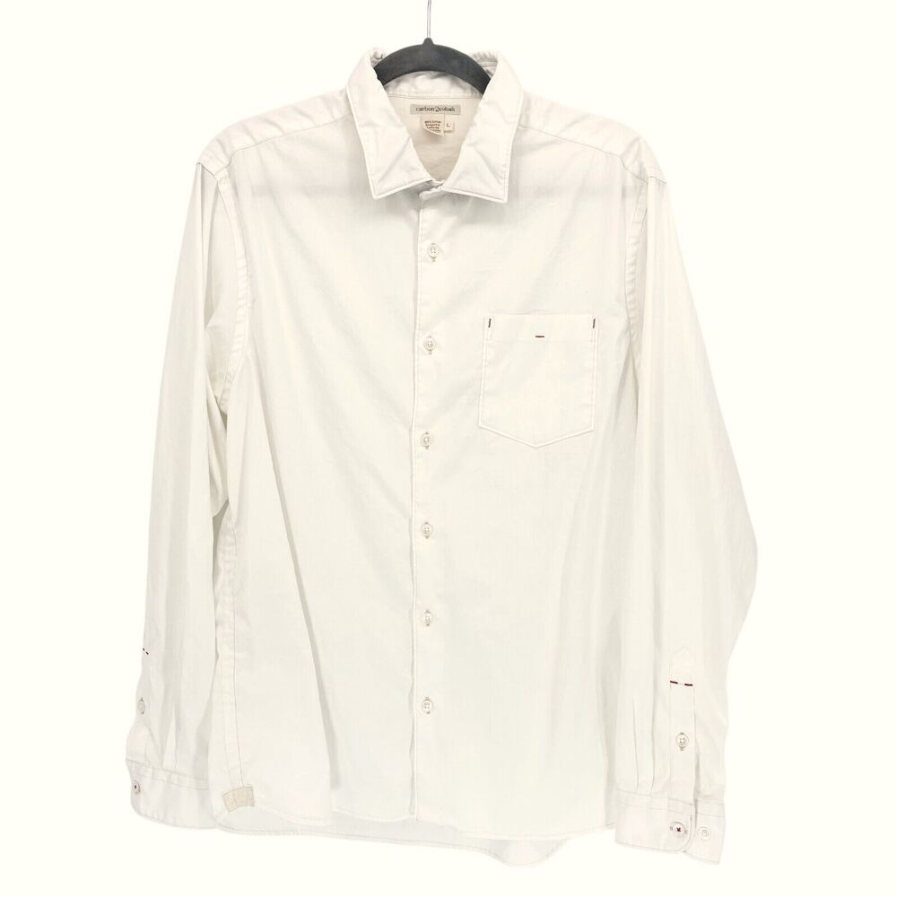 Carbon 2 Cobalt Shirt Mens Large White Long Sleeve Button Up Cotton Preppy
